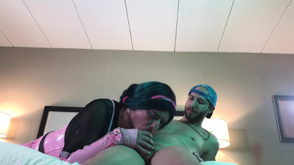 Transgender in Chastity Deepthroats Big Cock