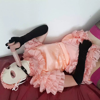Sissy playing with a dildo and cumming in its own mouth thumbnail