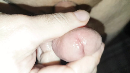 scots homemade closeup wanking my small cut cock with electro ball stim till cum