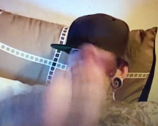 Hot tattooed straight muscle guy edging with fleshlight
