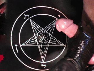 Handjob in latex gloves - a tribute to Baphomet