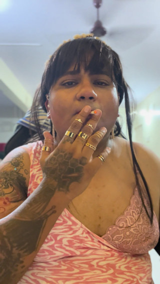 Sissy human ashtray and smoking