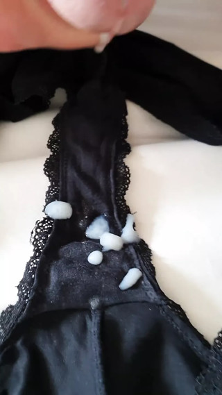 Me cumming on the used  black panties of my girlfriend