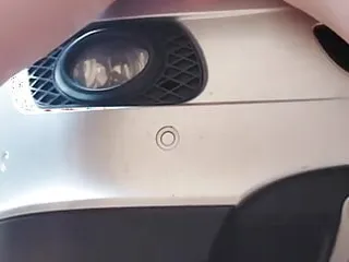 Fucking a dildo with my pink pussy in the car