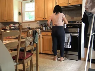 Pakistani Stepmom Almost Caught Me Jerking Off In Her Kitchen