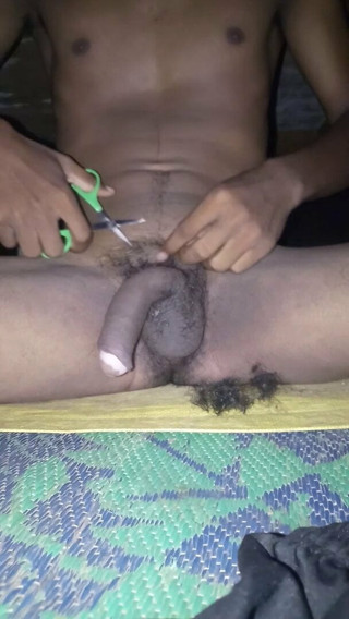 Indian 18 year boy hair cutting