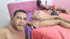 Young girl fucks with crown next to my wife's cuckold