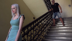 Tattooed Silver-Haired Slut Gets Pounded Hard on the Couch