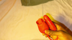 Double Sensation her pussy licked with rose while getting fucked with BBC