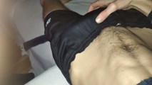 Bored Handsome Guy with Huge Cock Gets a Night Massage and Gets His Sperm Out