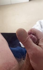 After edging with dribbling cum ending in cum covered cock