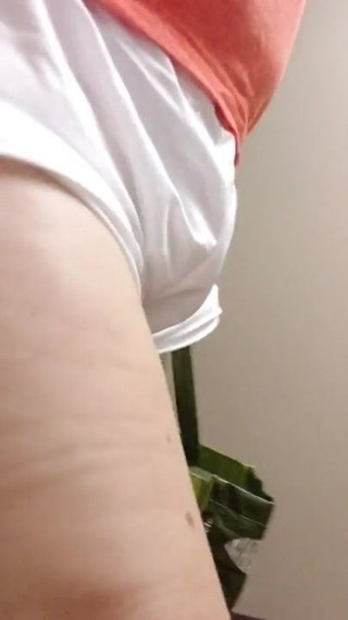 Walking in white nylon shorts