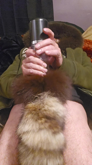 Masterbator with fox fur tail. Furry cum fetish