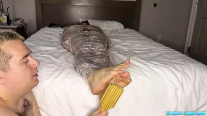 Chubby bear Matt cock torments bound Latino Alejandro