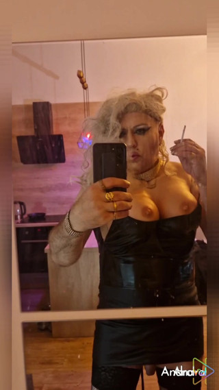 Sissy faggot tease with smoking cigarettes.