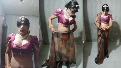 satin blouse saree hot bhabhi cross dresser thumbnail