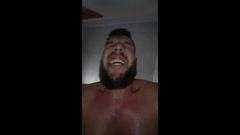 Sweaty Russian bear growls when he cums in a guy