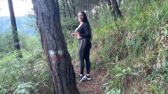 I went for a walk in the woods with my girlfriend and her friend sucks my cock Takes out my milk