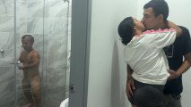My lover gives me a nice fuck while my little husband is showering