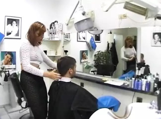 Pervert degenerate fetish hairdresser girls shows their feet and soles in hairdresser salon and masturbate their pussies