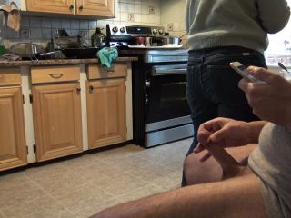 Watching hardcore porn until I cum hard while my stepsister is cooking