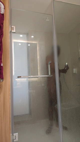 Single Male Bathing Clip In Five-Star Hotel. Male Shower