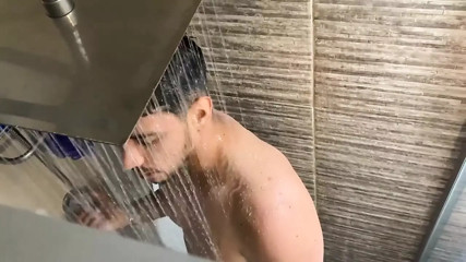 Str8, Big-cock, Hunk Comes Over for a Shower and a Well Deserved Blowjob thumbnail