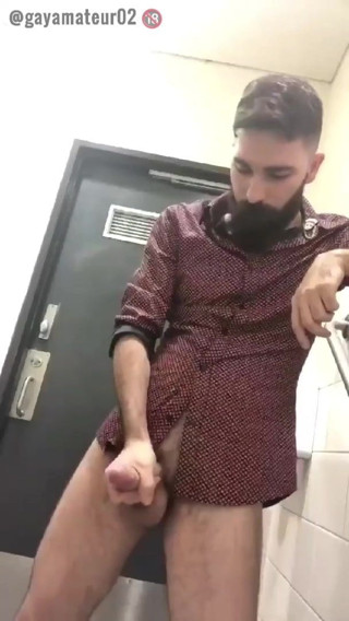 Bearded boy squirts his juice