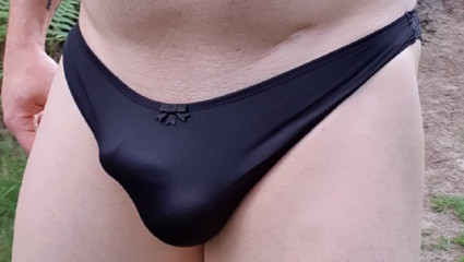 Smooth pantyboy walking around a forest and masturbating thumbnail