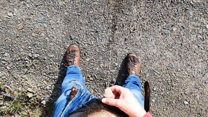 Hiking and peeing outdoor 2