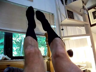 jocked showing feet in dress socks JO with hairyartist