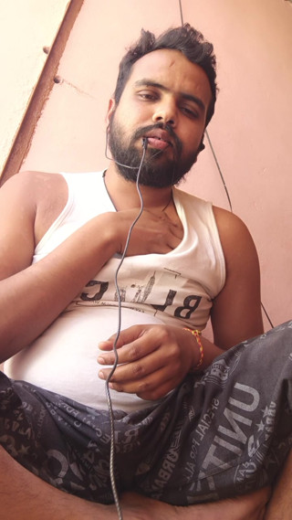 Watching an hotty porn video at terrace alone