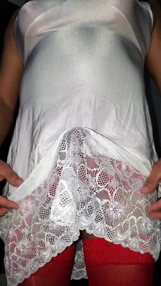 White Shiny Nylon Vintage Slip