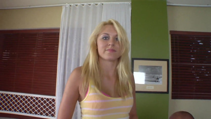 Blonde whore feels something big between her legs
