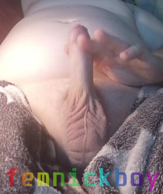 Laying in my bed, jerking my uncut cock and cumming