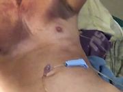 Pumping my cock with saline 