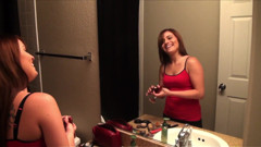 Brunette babe gives head and then gets warm facial