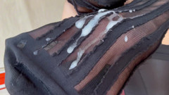 Men sheer socks cum