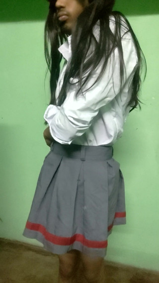 cute indian femboy in school dress strip tease thumbnail