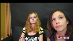 Blonde Piper and Brunette Jamie Litton Tiny Coeds Lesbian Licking Fun!