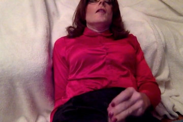 Sweet ejaculation over my satin blouse and satin skirt