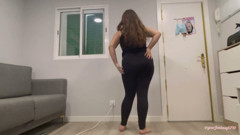 Farting in black leggings