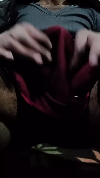 Dick head rub with maroon satin silky suit of nurse (49)
