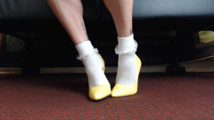 Sweet white ruffled socks heels