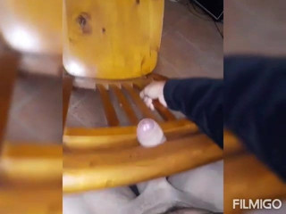 Fucking my chair on kik big wet horny uncut cock