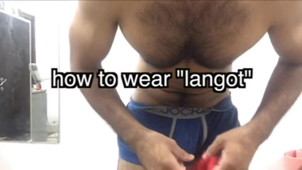 Punjabi Man Demonstrates Red Langot and Jerks His Big Cock