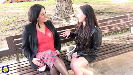 Dominant older lady has naughty lesbian sex with a young girl plus spanking!