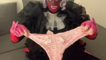 Frilly Little Failure in Pink &amp; Black - Sissy Slut Humps Her Tiny Caged Clitty with a Big Vibrator While Mommy Watches thumbnail