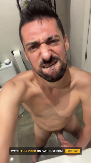 Hot Stepdaddy Jerks off and Nuts in Bathroom