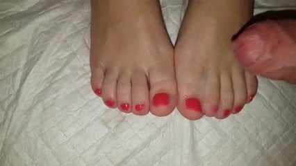 Cum on my wifes feet 3